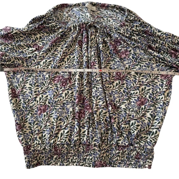 Lucky Brand Floral Peasant Blouse w/ Bell Sleeves Boho Chic CottageCore Top sz L - Picture 7 of 12